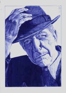 "Léonard vous salue bien" - Reproduction numérotée de 1 à 40 et signée de l'artiste. Dessin original réalisé au stylo-bille Bic bleu, sur papier lisse multitechnique 250g/m² au format A3 - Reproduction en tirage laser sur papier lisse 210g/m² au format A3.