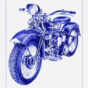"Je n'ai besoin de personne" - Reproduction numérotée de 1 à 40 et signée de l'artiste. Dessin original réalisé au stylo-bille Bic bleu, sur papier lisse multitechnique 250g/m² au format A3 - Reproduction en tirage laser sur papier lisse 210g/m² au format A3.
