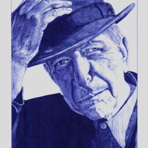 "Léonard vous salue bien" - Reproduction numérotée de 1 à 40 et signée de l'artiste. Dessin original réalisé au stylo-bille Bic bleu, sur papier lisse multitechnique 250g/m² au format A3 - Reproduction en tirage laser sur papier lisse 210g/m² au format A3.