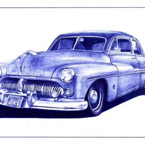 "Code Mercury" - Reproduction numérotée de 1 à 40 et signée de l'artiste. Dessin original réalisé au stylo-bille Bic bleu, sur papier lisse multitechnique 250g/m² au format A3 - Reproduction en tirage laser sur papier lisse 210g/m² au format A3.